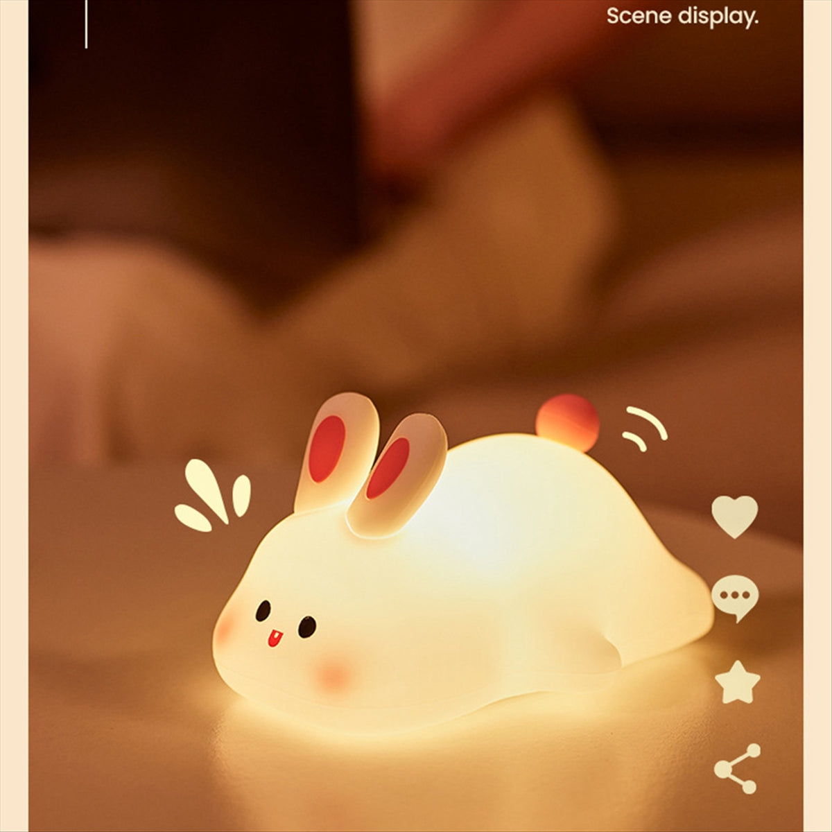 Big Face Rabbit Light LED Portable And Rechargeable