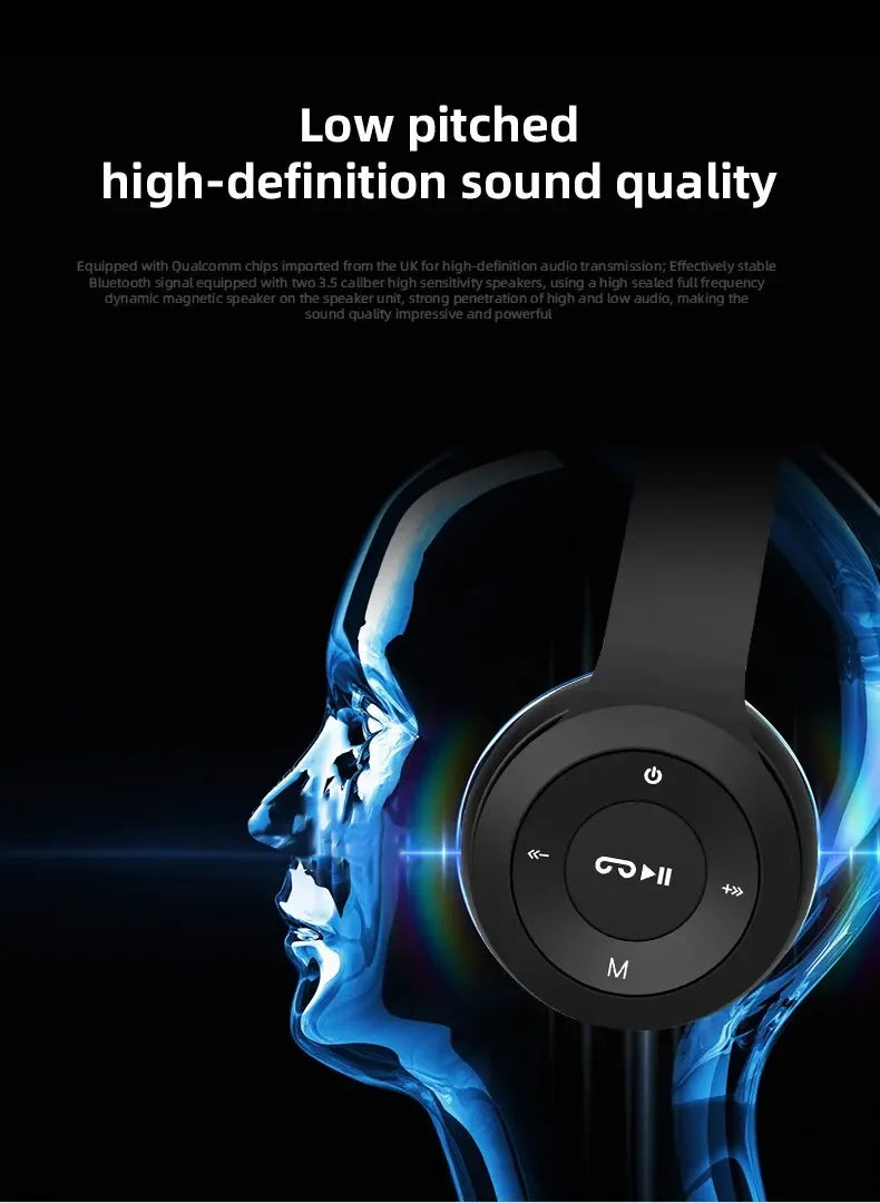 P47 Bluetooth 5.0 Headset – Foldable, Noise-Cancelling, Perfect for Sports & Music