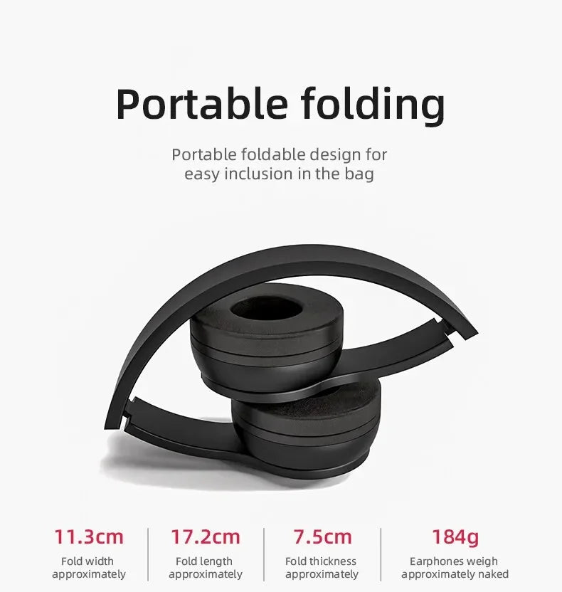 P47 Bluetooth 5.0 Headset – Foldable, Noise-Cancelling, Perfect for Sports & Music